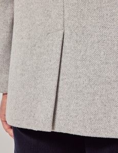 Grey Herringbone Wool Peacoat-preview7