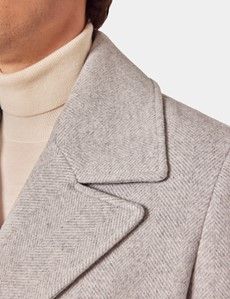 Grey Herringbone Peacoat