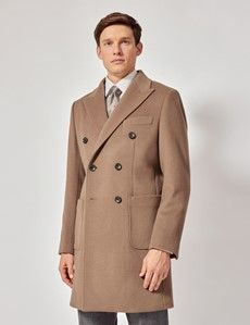 Taupe Wool Double Breasted Coat-preview2