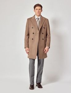 Taupe Wool Double Breasted Coat-preview9
