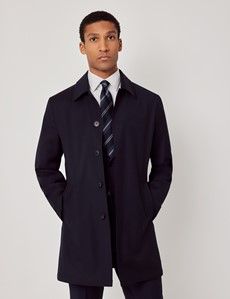 Navy Bonded Wool Mac-preview4
