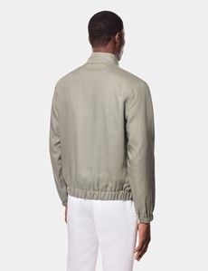 Olive Linen Bomber Jacket
