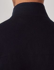 Navy Linen Bomber Jacket-preview5