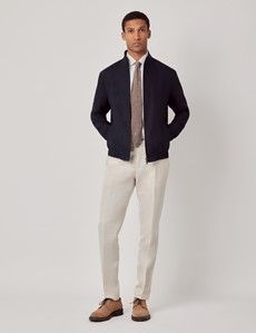 Navy Linen Bomber Jacket-preview8