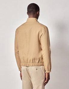Sand Linen Bomber Jacket-preview5