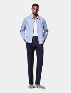 Blue Linen Harrington Jacket