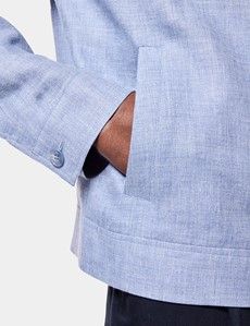 Blue Linen Harrington Jacket
