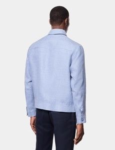 Blue Linen Harrington Jacket