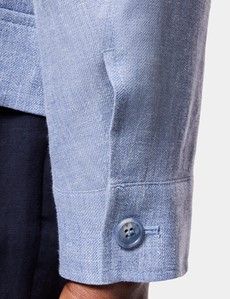 Blue Linen Harrington Jacket