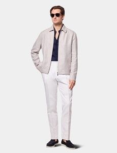 Light Grey Linen Harrington Jacket