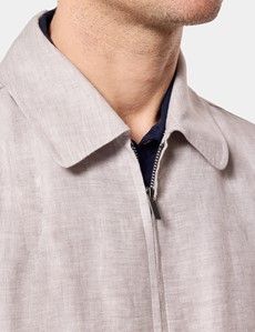 Light Grey Linen Harrington Jacket