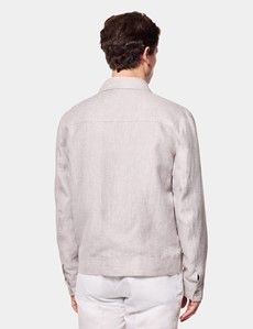 Light Grey Linen Harrington Jacket