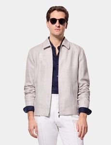 Light Grey Linen Harrington Jacket