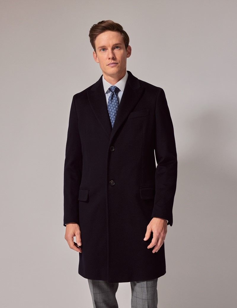 Men's Navy Italian Wool Coat - 1913 Collection | Hawes & Curtis