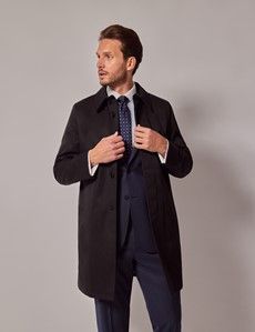 Black Italian Cotton Blend Raincoat - 1913 Collection-preview1