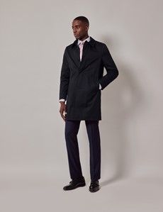 Navy Italian Cotton Blend Raincoat - 1913 Collection