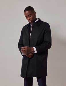 Navy Italian Cotton Blend Raincoat - 1913 Collection-preview5