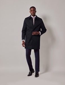 Navy Italian Cotton Blend Raincoat - 1913 Collection-preview9
