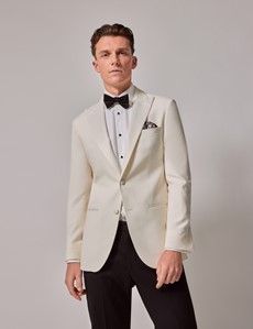 White Wool Tailored Fit Tuxedo Jacket - 1913 Collection