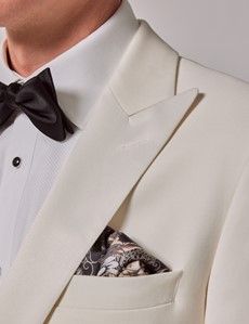 White Wool Tailored Fit Tuxedo Jacket - 1913 Collection-preview1