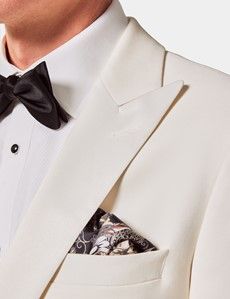 White Wool Tailored Fit Tuxedo Jacket - 1913 Collection-preview1