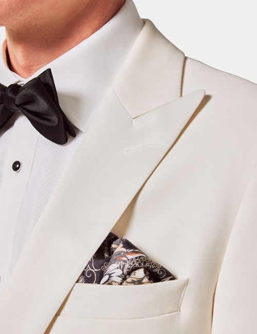 White Wool Tailored Fit Tuxedo Jacket - 1913 Collection-preview