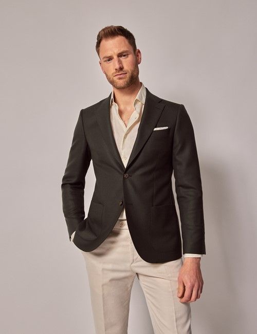 Dark Green Hopsack Wool Blazer - 1913 Collection