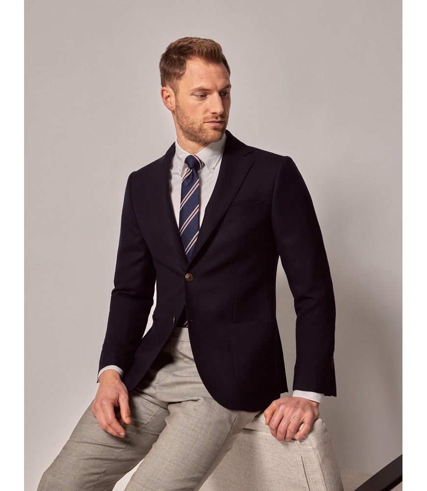 Men's Navy Hopsack Wool Blazer - 1913 Collection | Hawes Men's Navy Hopsack Wool Blazer - 1913 Collection | Hawes