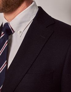 Navy Hopsack Wool Blazer - 1913 Collection-preview1