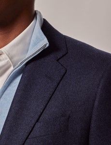 Navy Herringbone Flannel Wool Blazer - 1913 Collection-preview1