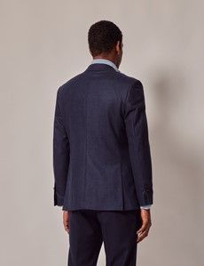 Navy Herringbone Flannel Wool Blazer - 1913 Collection-preview5