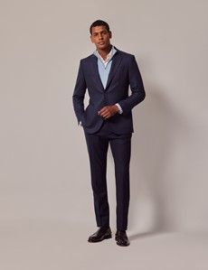 Navy Herringbone Flannel Wool Blazer - 1913 Collection-preview8