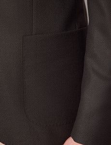 Dark Green Semi Plain Italian Merino Wool Slim Fit Blazer - 1913 Collection-preview3