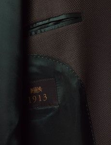 Dark Green Semi Plain Italian Merino Wool Slim Fit Blazer - 1913 Collection-preview4