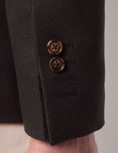 Dark Green Semi Plain Italian Merino Wool Slim Fit Blazer - 1913 Collection-preview7