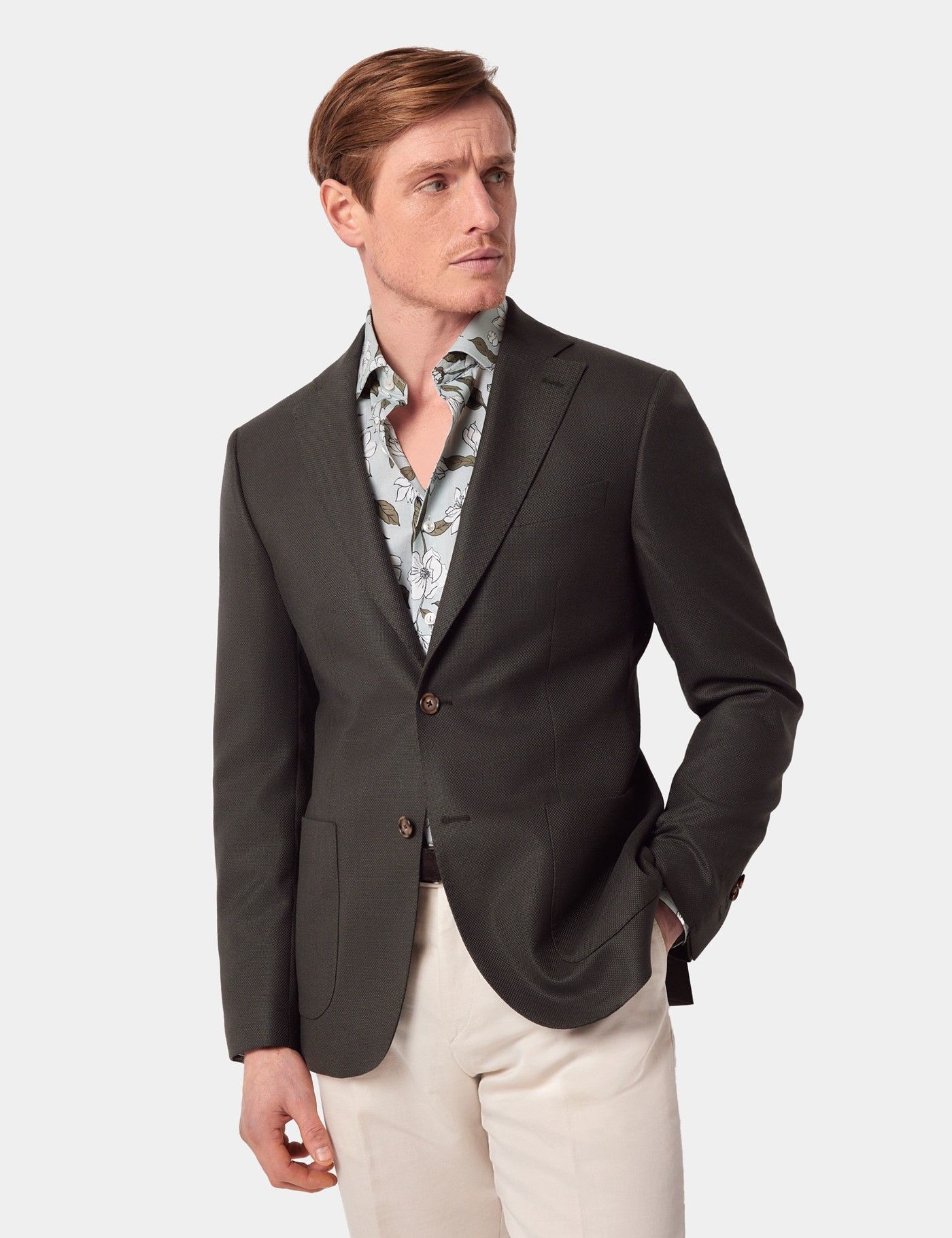Slim Fit Dark Green Semi Plain 1913 Blazer