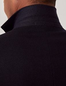 Navy Semi Plain Italian Merino Wool Slim Fit Blazer - 1913 Collection-preview5