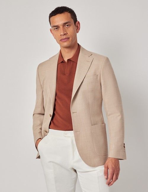 Sand Semi Plain Cotton-Wool Blazer - 1913 Collection
