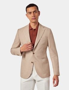 Sand Semi Plain Cotton-Wool Blazer - 1913 Collection-preview4