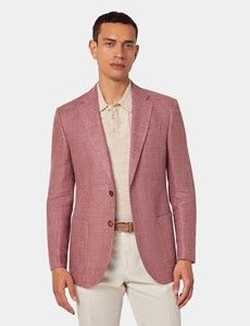 Brick Herringbone Linen-Silk Blend Blazer - 1913 Collection