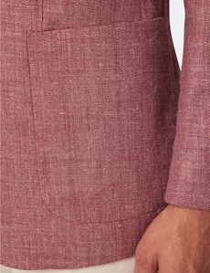 Brick Herringbone Linen-Silk Blend Blazer - 1913 Collection-preview3
