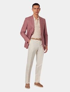 Brick Herringbone Linen-Silk Blend Blazer - 1913 Collection-preview9