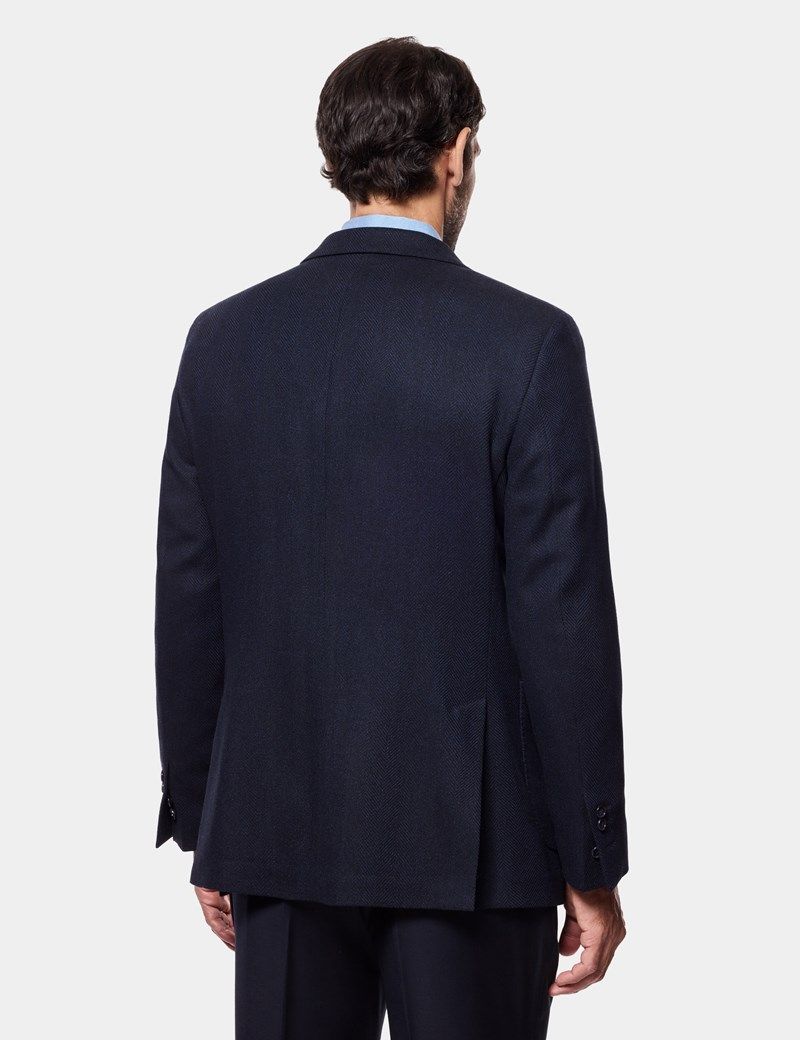 Tailored Fit Navy Herringbone 1913 Blazer thumbnail 5