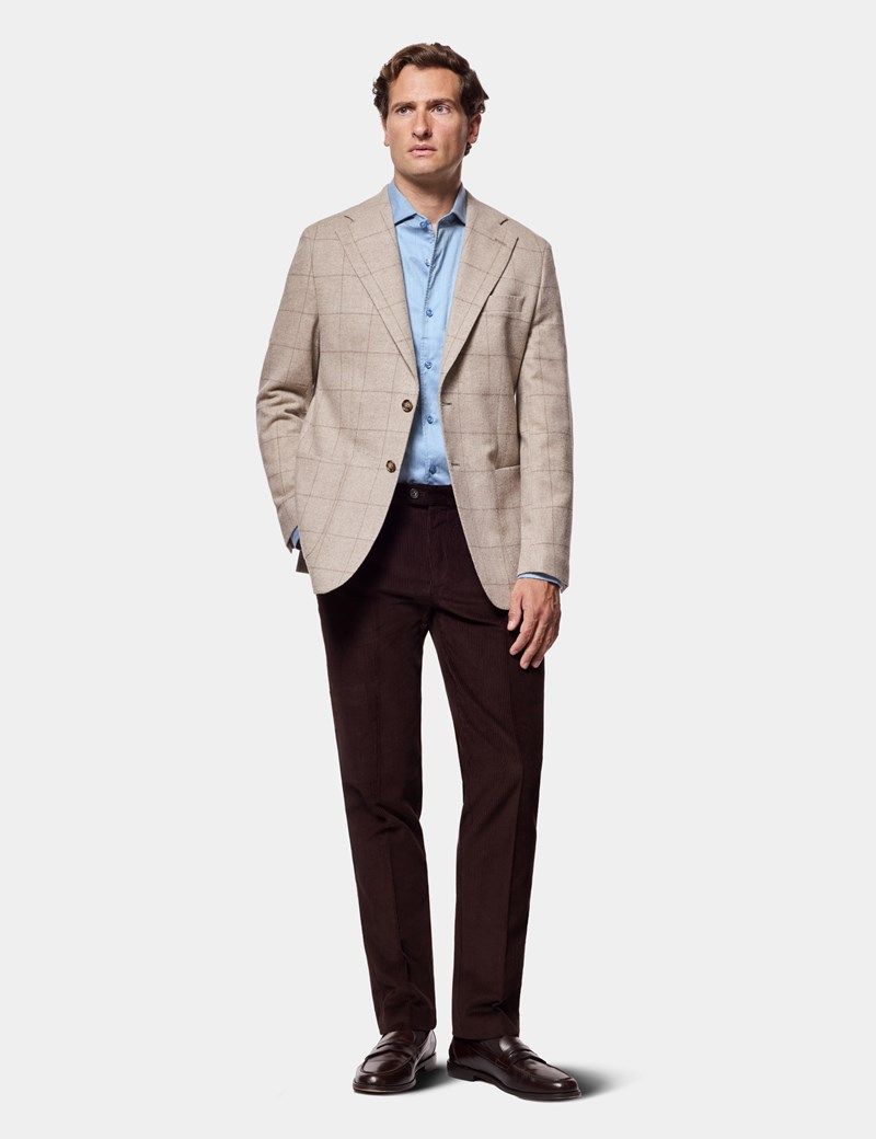 Tailored Fit Neutral Herringbone Check Blazer thumbnail 3