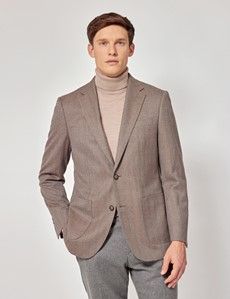 Brown Herringbone Wool Blazer