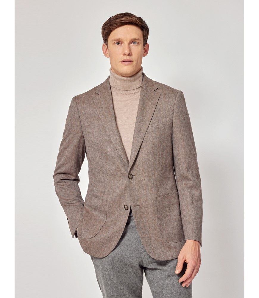 Merhen Wool Herringbone No Collar Jacket Suit Set (2色) COPNH337-C01-196987-870px-