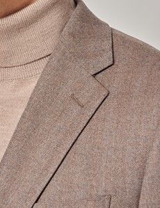 Brown Herringbone Wool Blazer-preview1