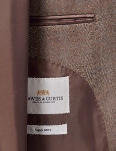 Brown Herringbone Wool Blazer-preview3