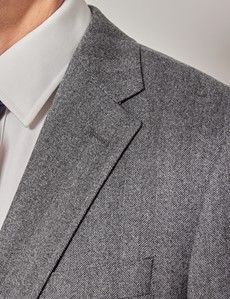 Grey Herringbone Wool Blazer-preview1