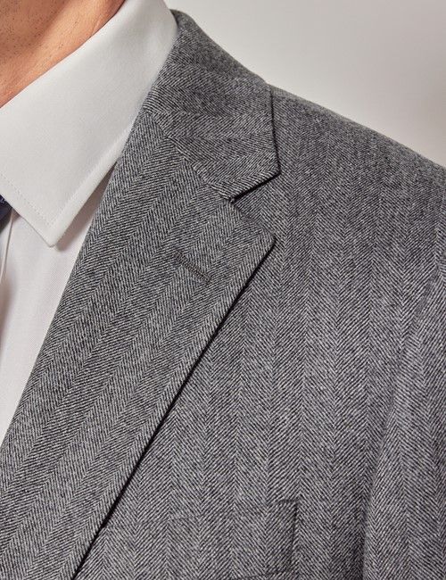 Grey Herringbone Wool Blazer-preview